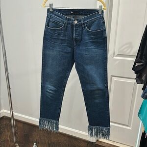 3x1 Blue Straight Jeans Fringe Hem